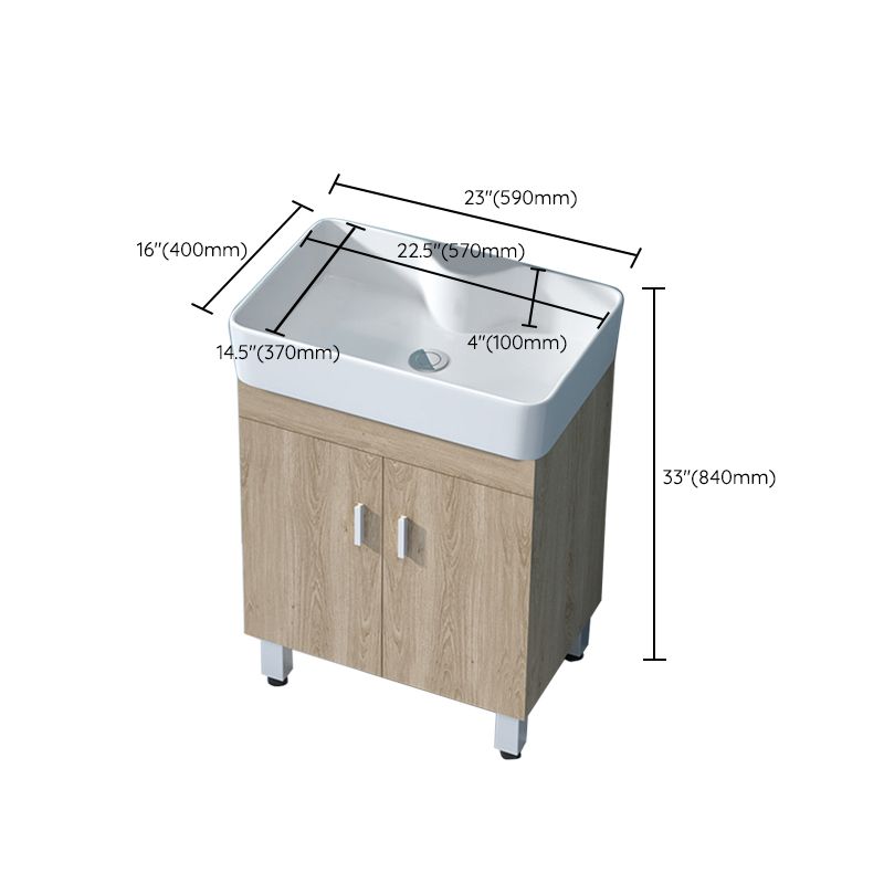 Mirror Vanity Wood Freestanding Rectangle 2 Doors Bathroom Vanity with Single Sink