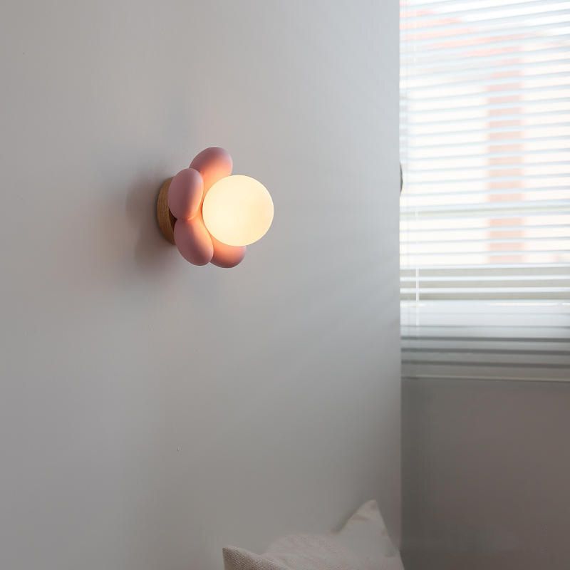 White/Pink Wood Lighting Modernism Wall Light for Foyer Home