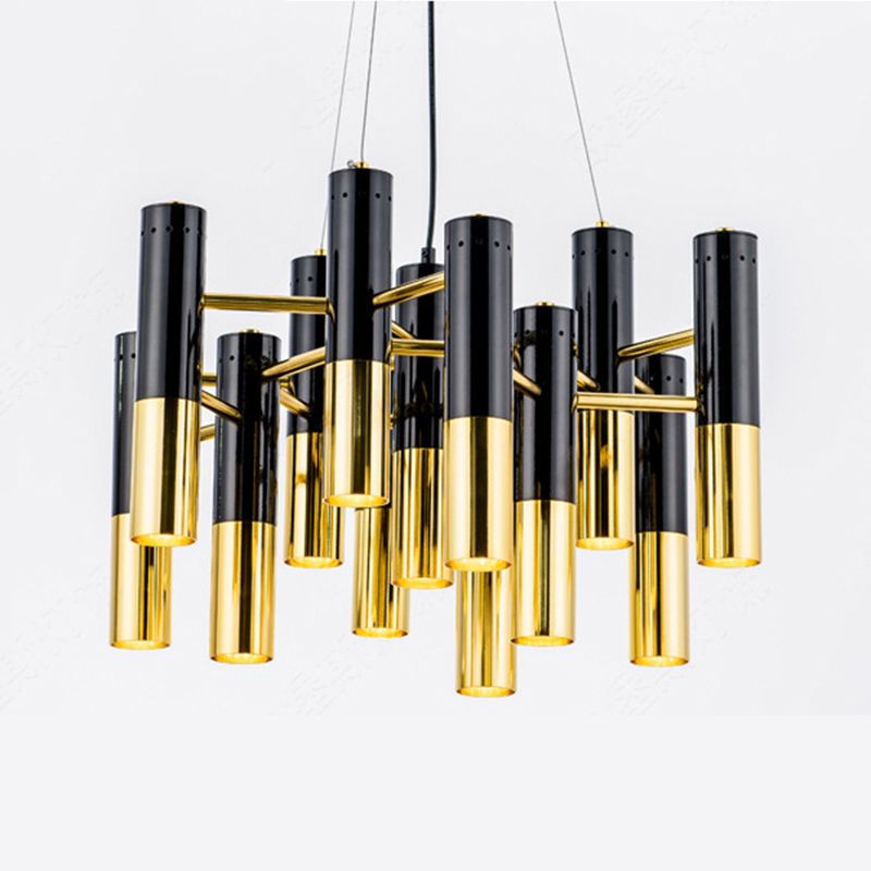 Partido colgante de metal de lámpara de araña posmoderna de oro negro para el dormitorio