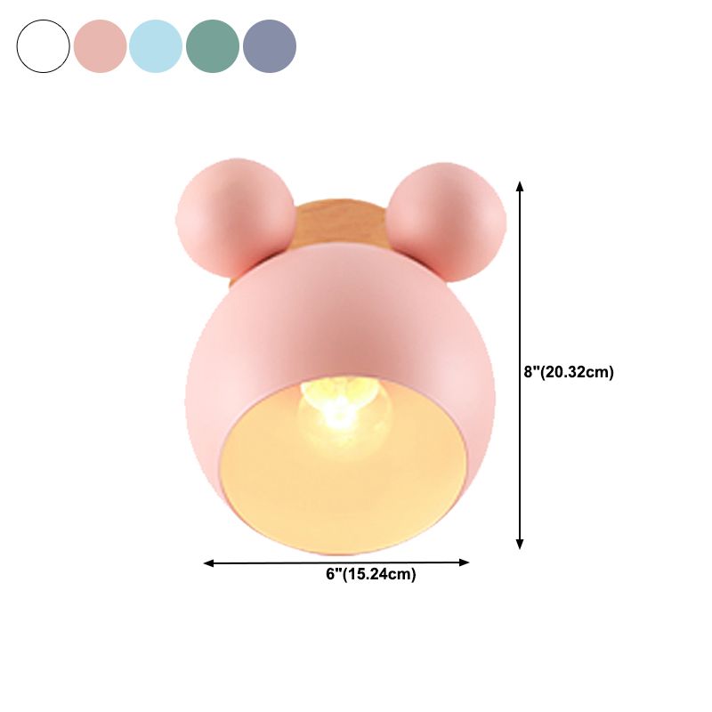 Macaron Cartoon Wall Light 1-Light Wall Mount Lamp with Wood for Living Room
