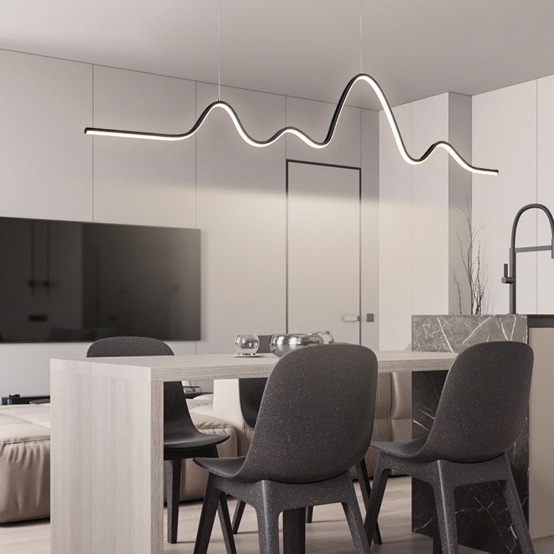 Modern Polish Finish LED Ceiling Light Metal Kitchen Island Lighting for Room