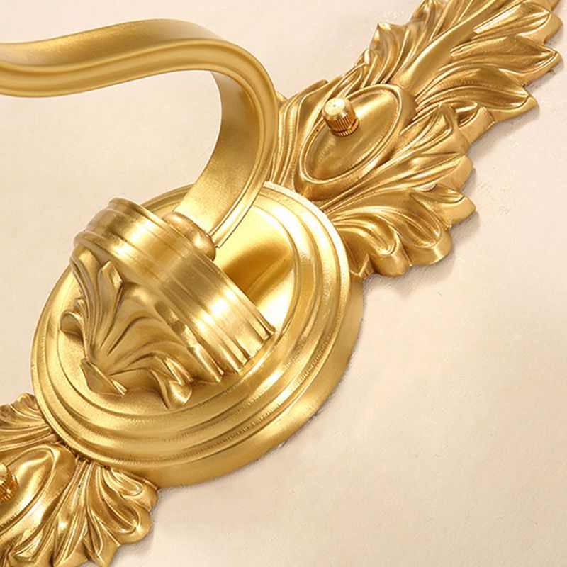 Handblown Glass Scalloped Bell Wall Lamp Simplicity Single Corridor Wall Light with Crystal Draping in Gold