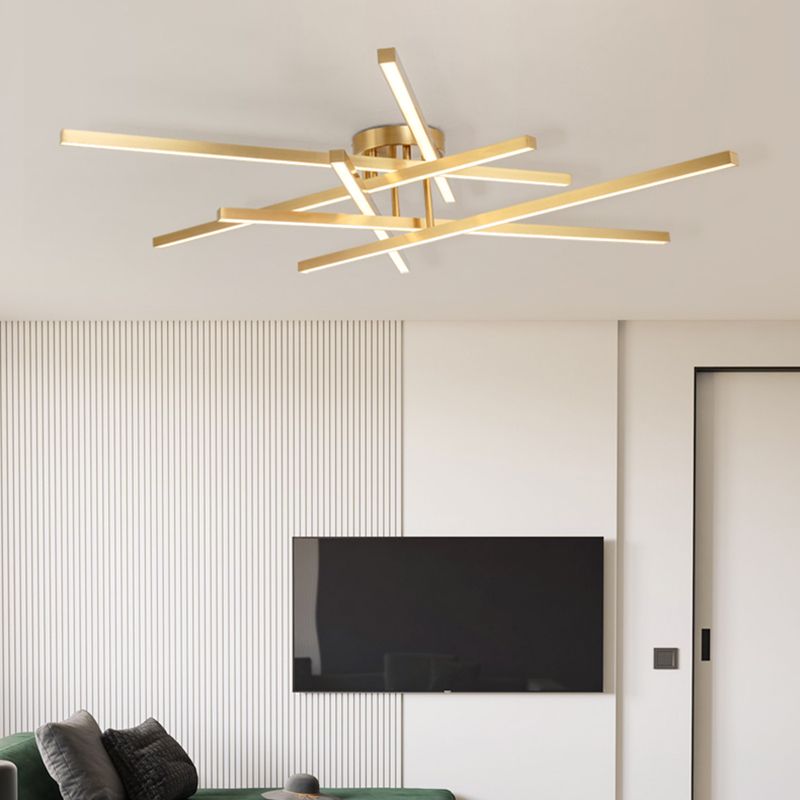 Line Shape LED Ceiling Lamp Modern Aluminium Flush Mount for Living Room