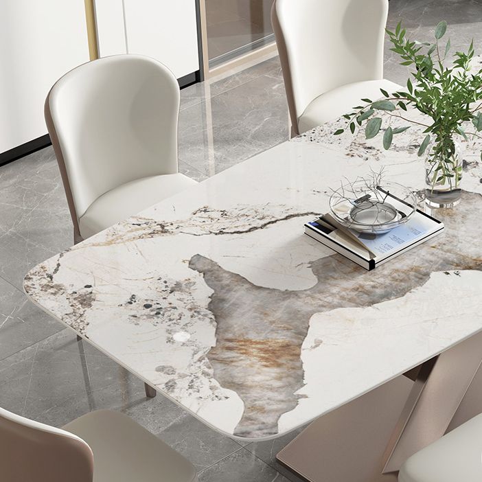 Mesa de comedor de lujo tradicional mesa de rectángulo de pedestal único para el hogar