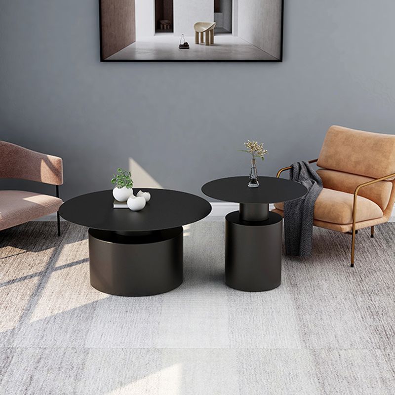 Modernism Black/White Pedestal 1 Coffee Table Round Metal Table