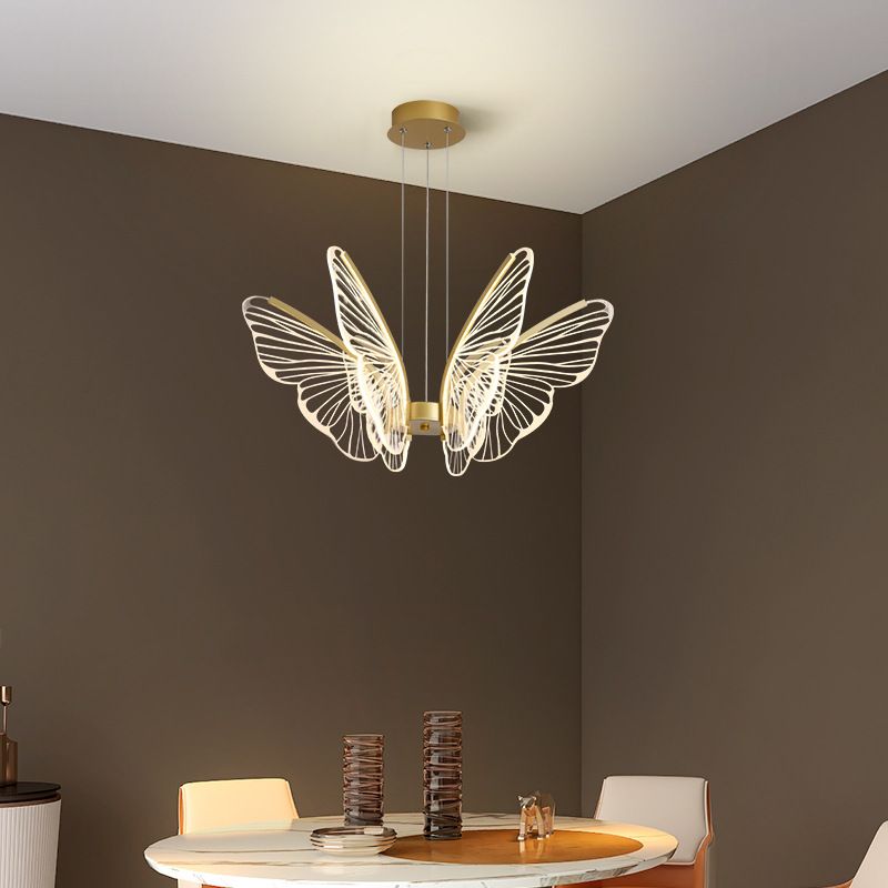 Butterfly Acrylic Ceiling Lamp Modern Style Multi Lights Pendant Lighting Fixtures