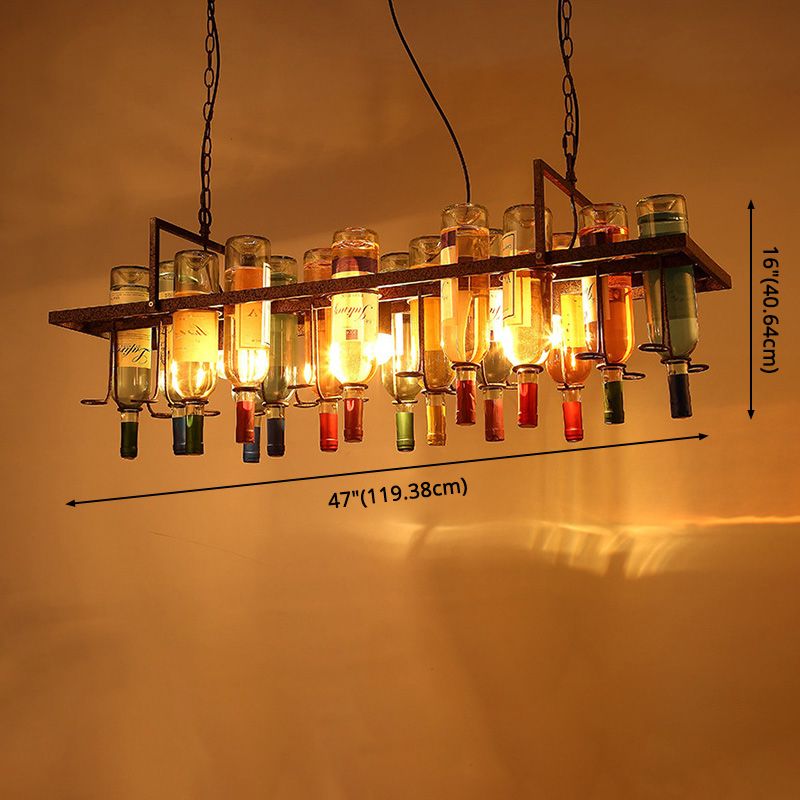 Eiland hanger verlichting vintage stijl balk hangende plafondarmatuur met flessen metalen tint in meerkleurig
