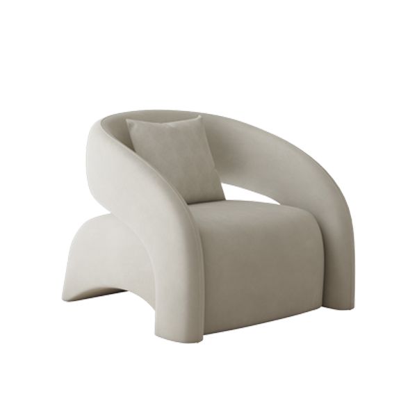 Contemporary Sloped Arms Chair Solid Color Pillow Back Chair