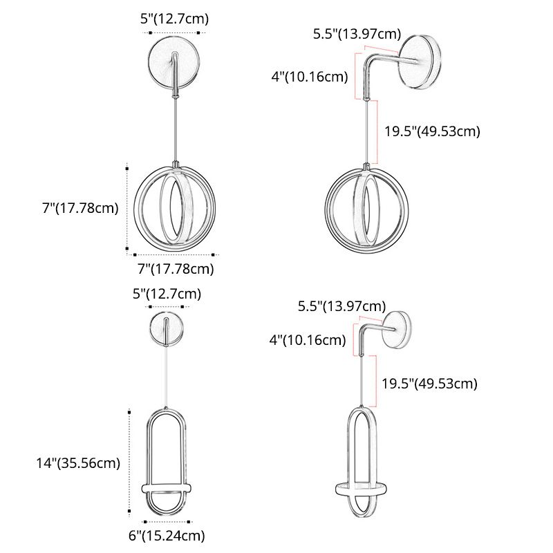 Ultramoderne ring wandbevestiging verlichting aluminium wand gemonteerd verlichtingsarmatuur voor woonkamer