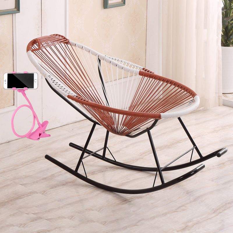 Stylish Rocking Accent Chair Woven Rope Color Block Indoor Rocking Chair