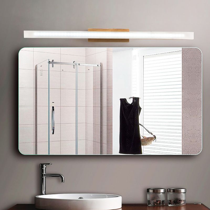 Wood Linear Mirror Lighting Nordic Style LED Wall Mounted Light Fixture