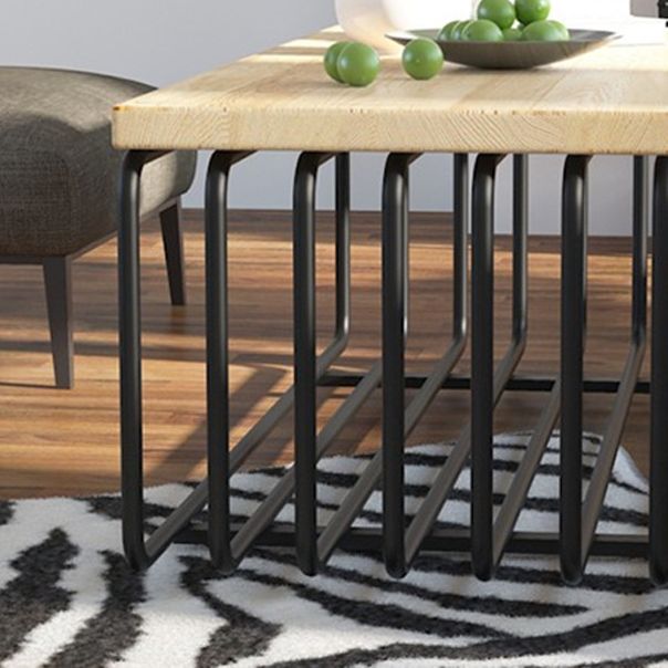 Metal Frame 1 Single Coffee Table Nordic Wood Rectangular Cocktail Table with Storage