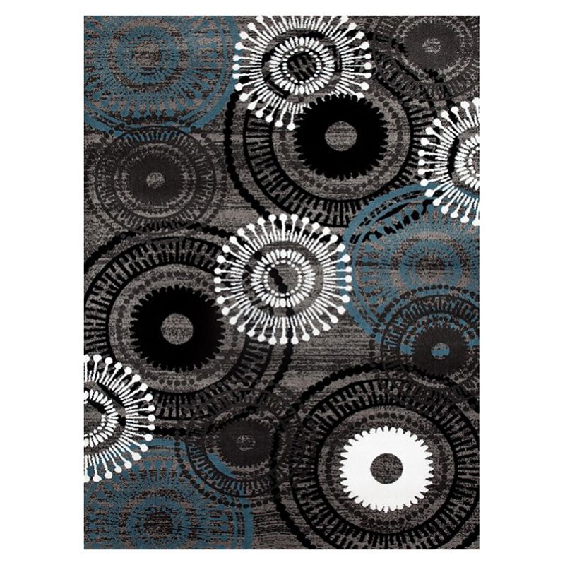 Blue Modern Carpet Polyester Pattern Carpet Stain Resistant Carpet for Home Decor