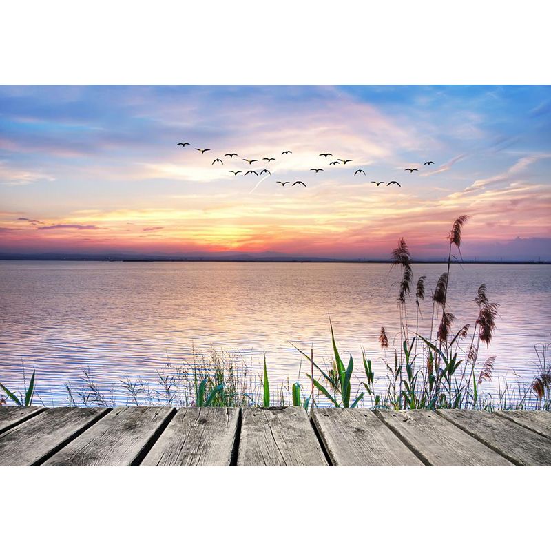 Moisture-Resistant Lake and Sky Mural Full Size Nordic Wall Covering for Home Decoration