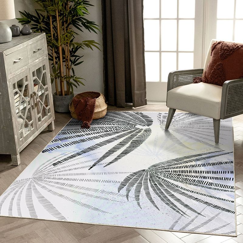 Multicolor Carpet Modern Plant Print Indoor Rug Polyester Anti-Slip Carpet for Living Room