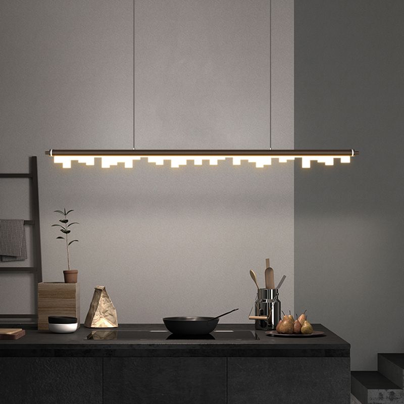 Contemporary Pendant Light Linear 1 Light Pendant Light Fixture with Acrylic Shade
