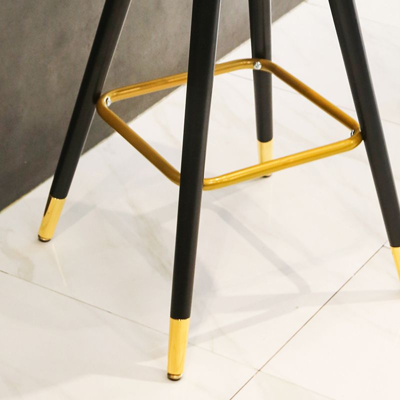 Modern Armless Backrest Counter Stool Iron Study Bar Stool with Cushion and Pedal