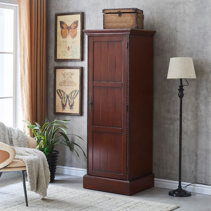 Birch Wood Storage Cabinet for Home Traditional Matte Finish Cabinet with Garment Rod