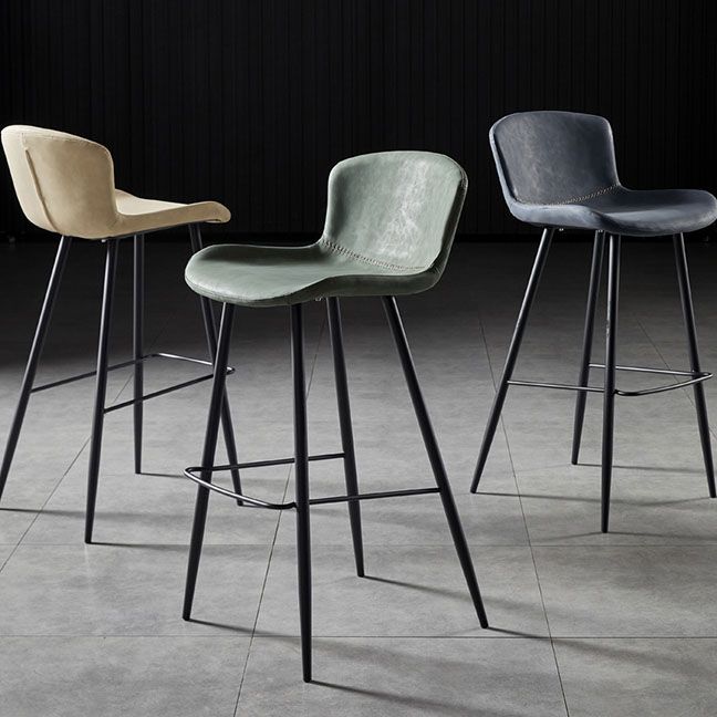 Scandinavian Bucket Backless Stool Leather Upholstered Counter Stool