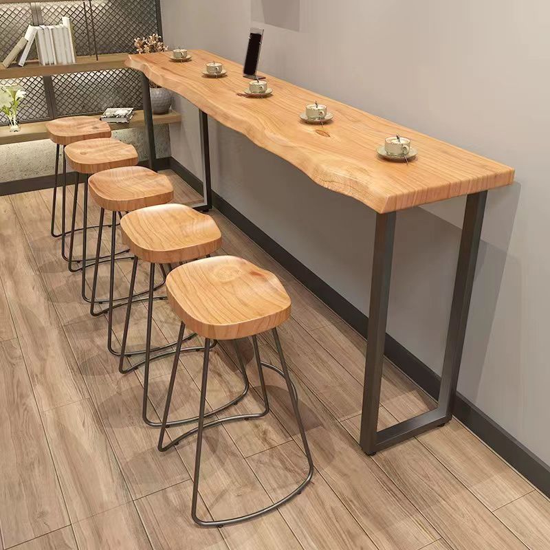 Industrial 1/2/6 Pieces Bar Table Set Wood Counter Table with High Stools