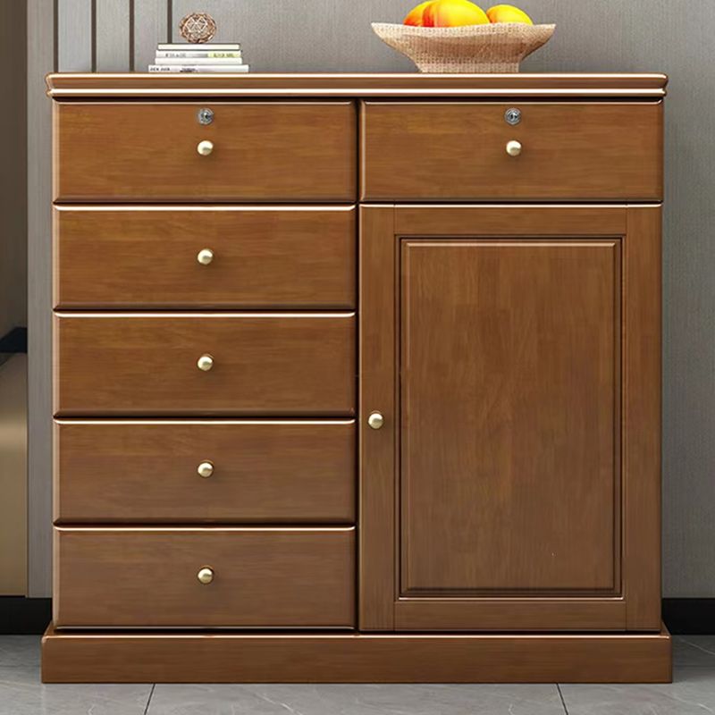 39.4" Tall Solid Wood Chest 6 - Drawer and 1 - Door Accent Cabinet