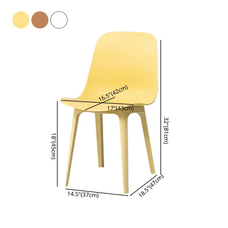 Silla sin brazos de comedor de plástico de estilo contemporáneo, silla con respaldo sólido para cocina