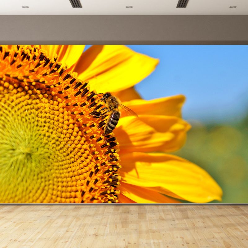 Sunflower Flower Mural Water-Resistant Wall Covering for Sleeping Room