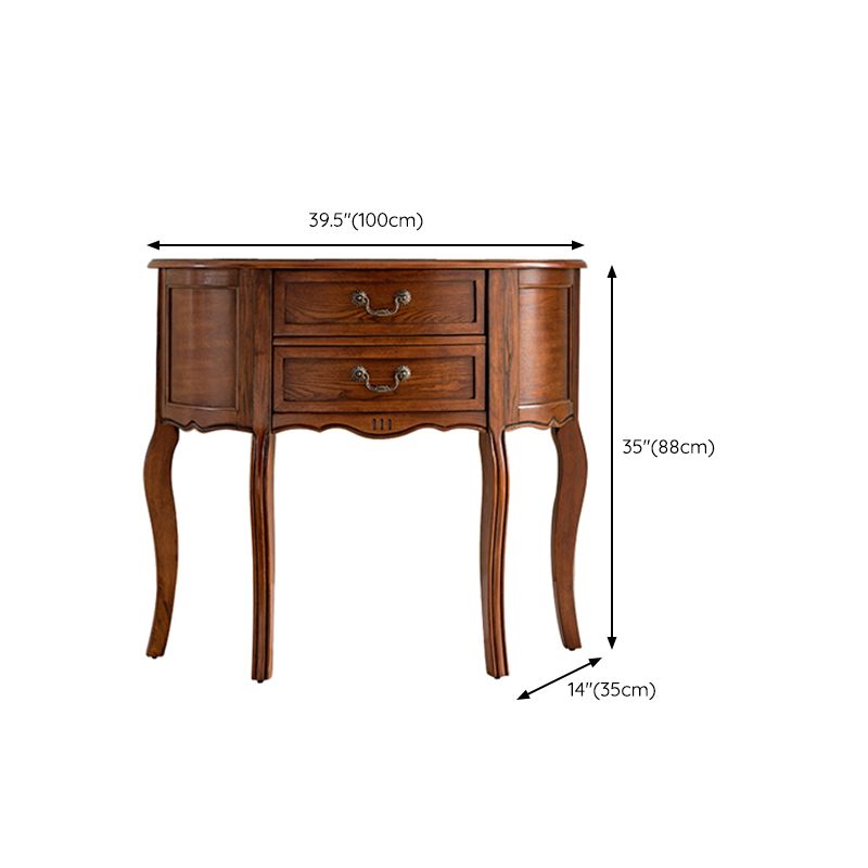 Mid-Century Modern Wood Accent Table Half Moon Console Sofa Table for Hall