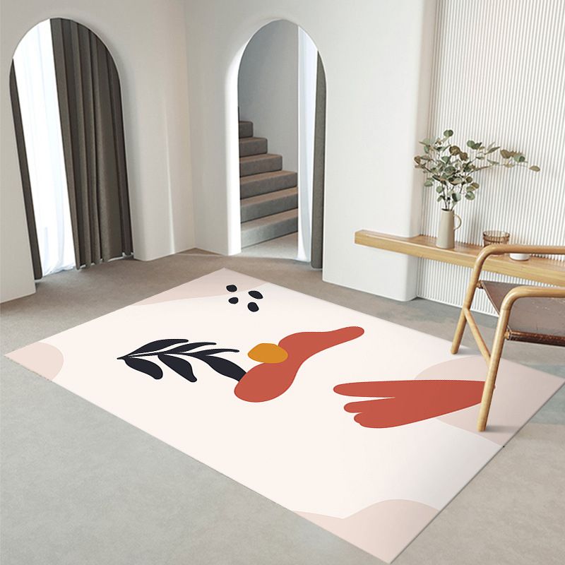 Nordic White Rug Polyester Color Piece Rug Tear Resistant Rug for Living Room