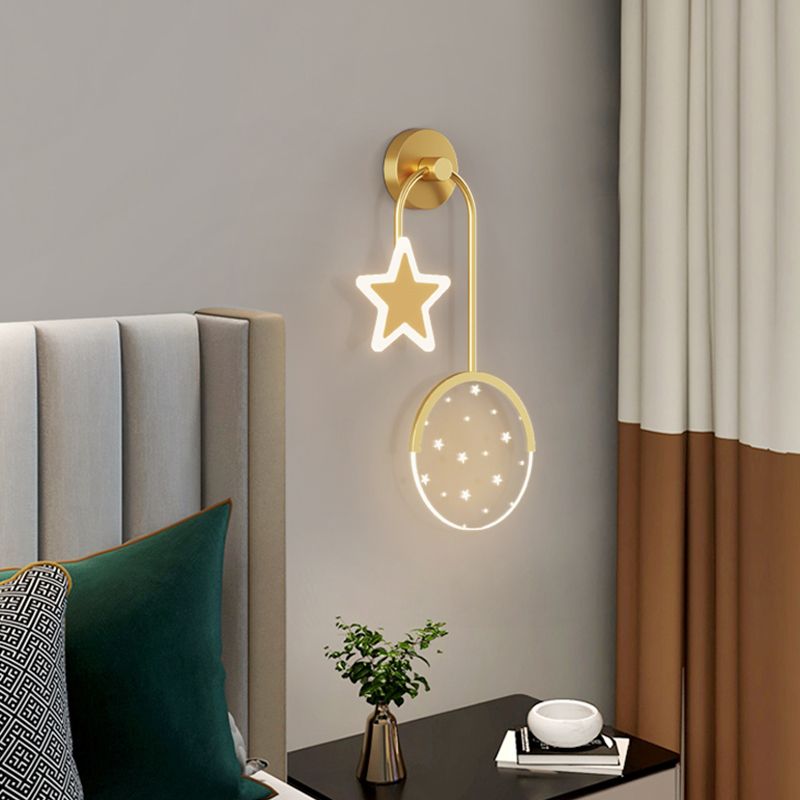 Modern Metal Wall Light Geometric 2 Lights LED Wall Sconce for Bedroom