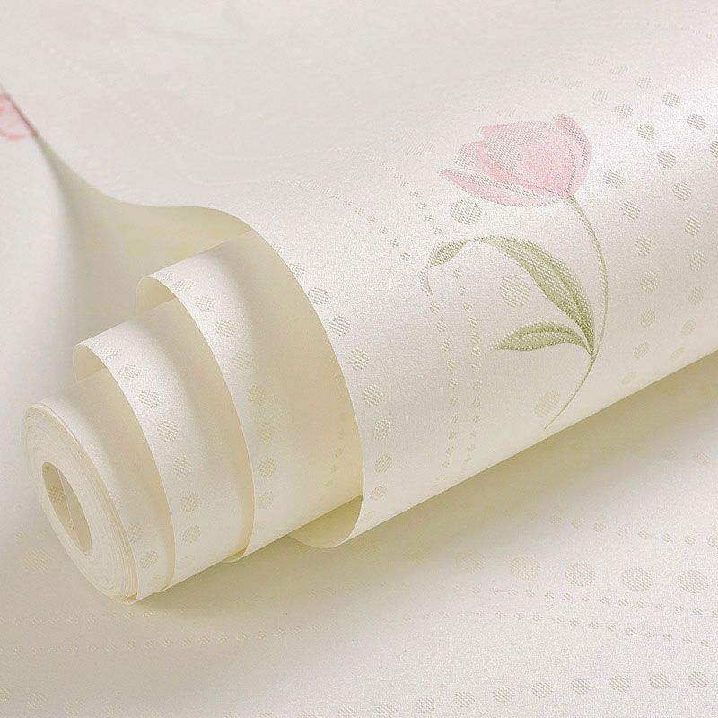 Soft Color Rose Wallpaper Roll Non-Pasted Stain-Resistant Wall Covering