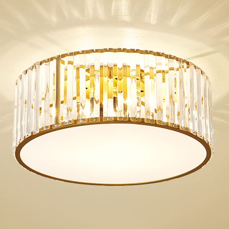 Geometry Shape Ceiling Lamp Modern Iron Flush Mount with Glass Lampshade for Bedroom
