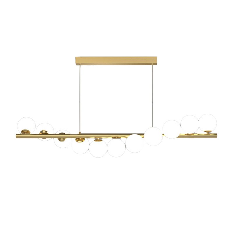 Ball Shape Glass Island Chandelier Modern Style Multi Lights Island Ceiling Light in Gold