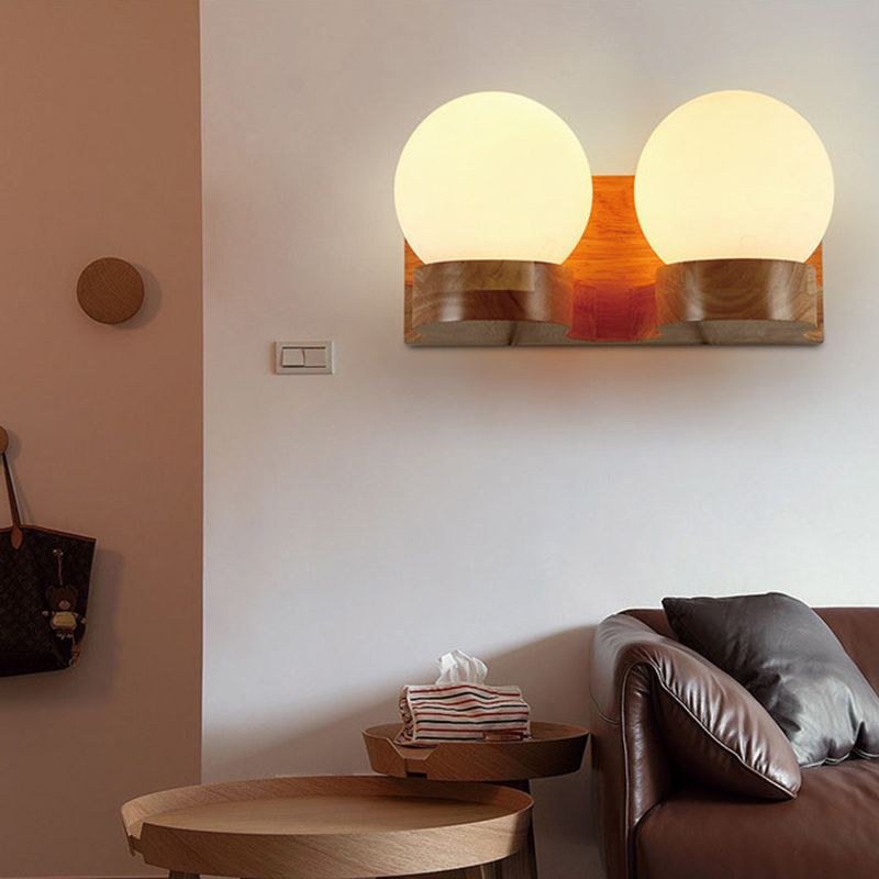 2 LA LA LA LUCCHI LIGHT SCONCE ROUND SCONCIO MODERNO SECCHIO STILO ALLIGHITÀ DELLA parete in legno in marrone