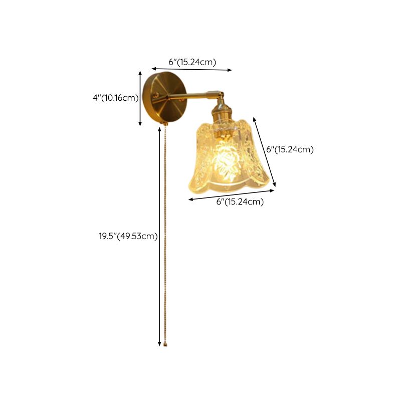 Modern Metal Wall Sconce Bell Shape Vanity Lamp with Glass Shade for Bathroom