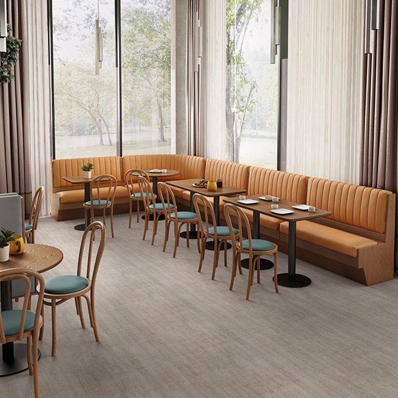 Industrial Wood Dinner Table Brown Table with Black Frame for Dining Room