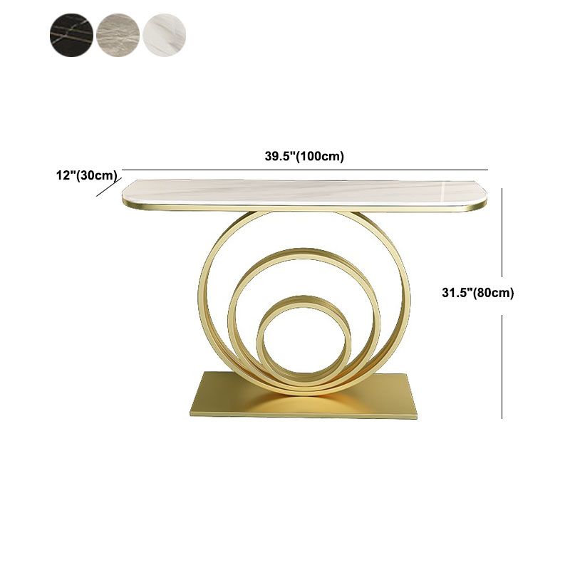 Modern Iron Console Sofa Table Half Moon Stone End Table for Hall