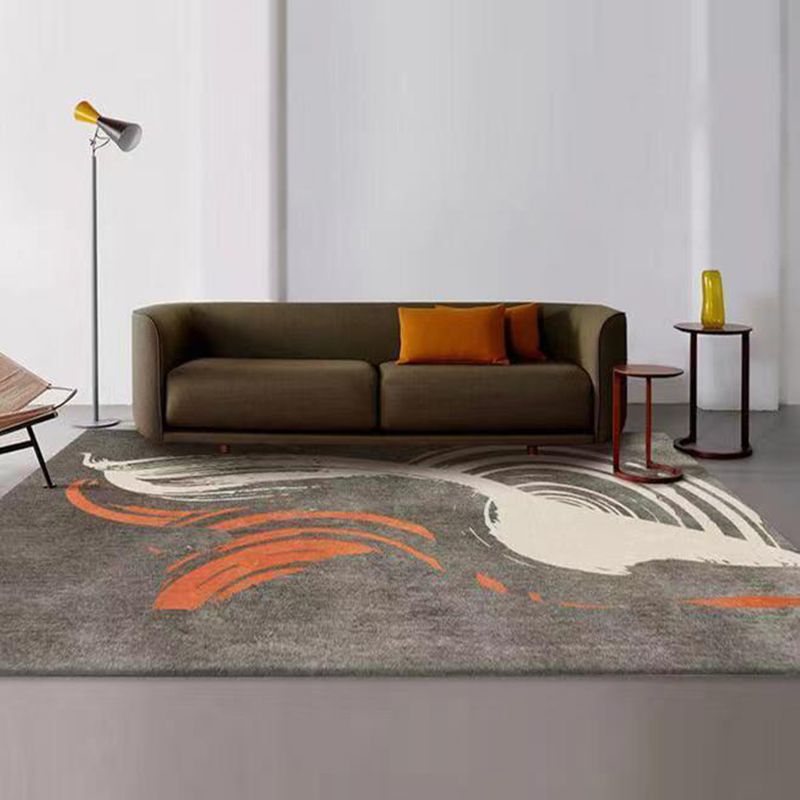 Dark Gray Nordic Rug Polyester Striped Area Rug Tear Resistant Rug for Living Room