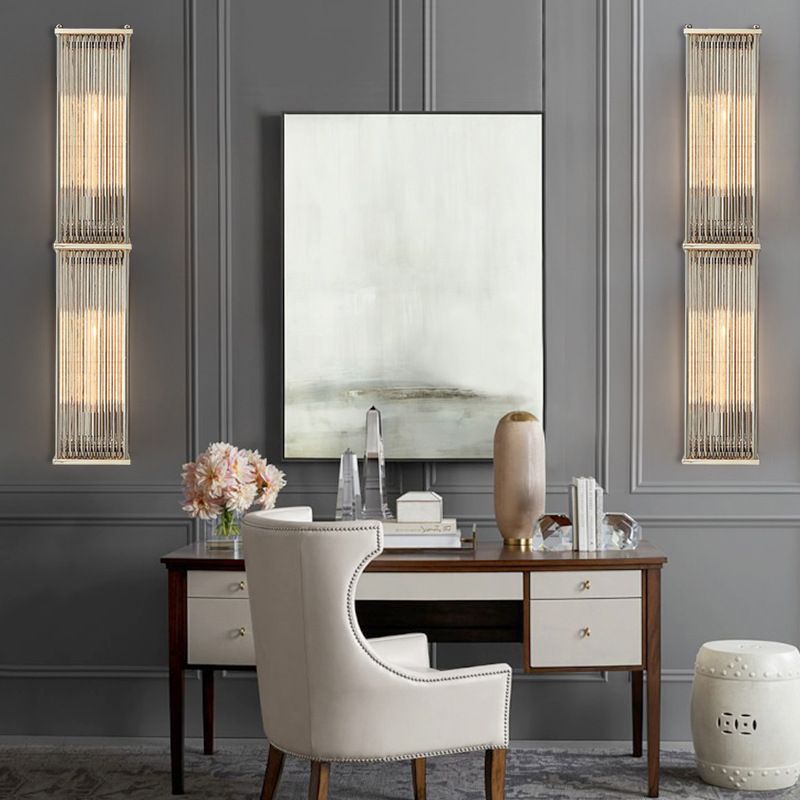 Modern Luxury Wall Lamp Rectangular Metal Wall Light with Crystal Shade
