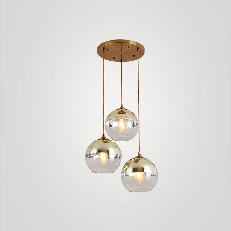 Wrought Iron Indoor Hanging Lamp in Modern Creative Style Globe Glass Pendant Light for Dining Room