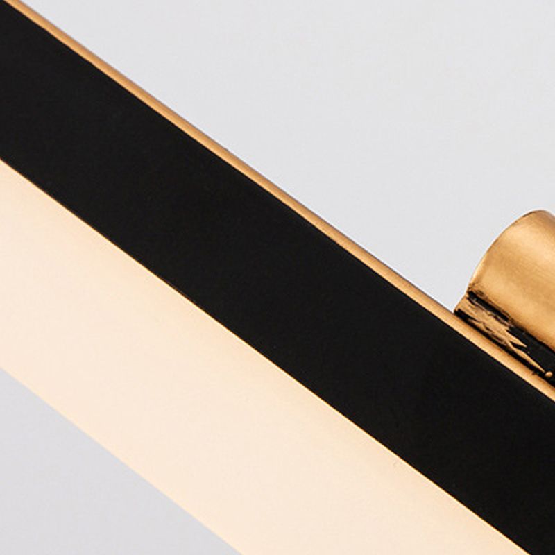 Linear Shade Metal Wall Sconce Modern 1 Light Mirror Wall Mount Light Fixture in Black