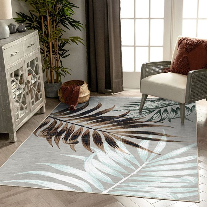 Multicolor Carpet Modern Plant Print Indoor Rug Polyester Anti-Slip Carpet for Living Room