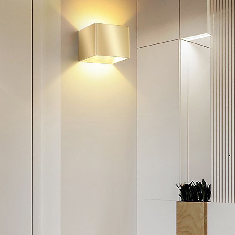 Modern Golden Wall Mounted Sconce Rectangle 2 Lights Shaded Wall Light