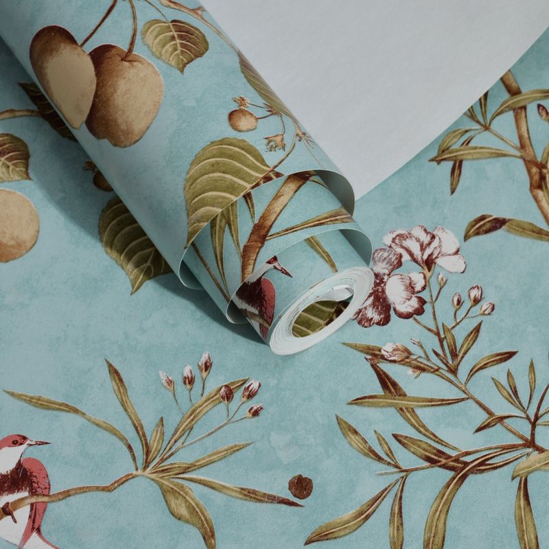 20.5-inch x 33-foot American Country Apple Tree and Fruits Non-Pasted Wallpaper in Pastel Color