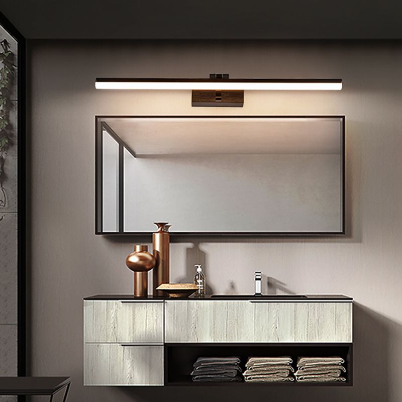 Metal Slim Vanity Lighting Fixture Simplicity 16"/19.5" L LED Wall Lamp in Black, Warm/White Light