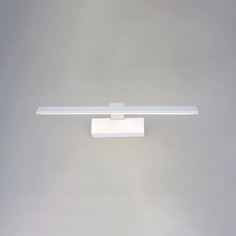 Linear Metal Wall Sconce Modern 1 Light Mirror Wall Mount Light Fixture in White