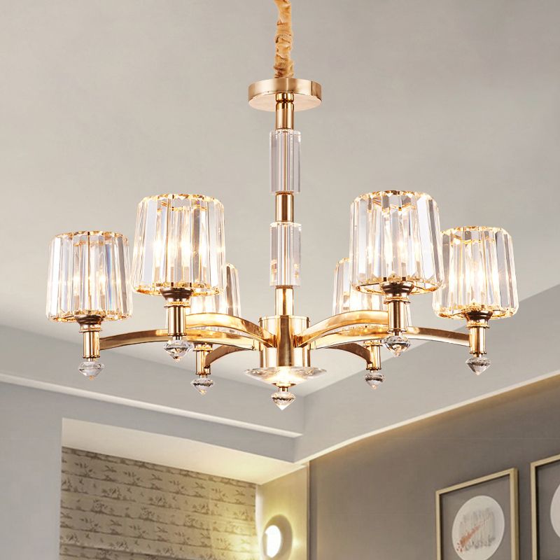 Luce a sospensione antico Sputnik 6 lampadari a blocchi di cristallo trasparente lampadario in oro per camera da letto