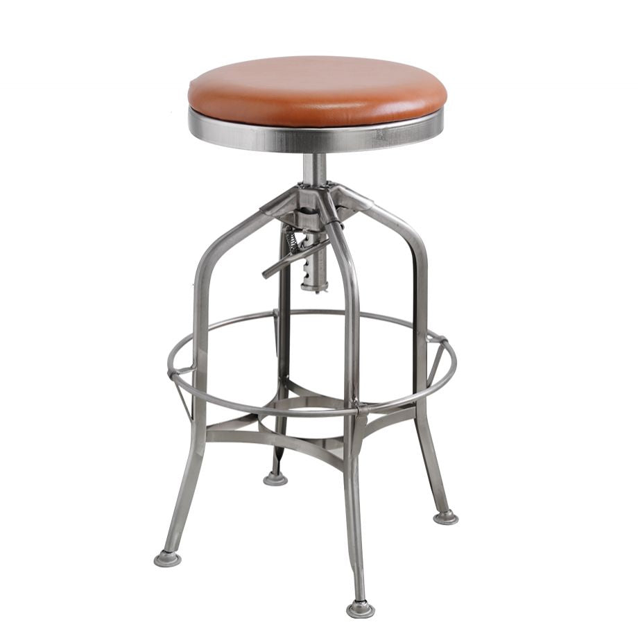 Industrial Metal Legs Bar Stools Indoor Faux Leather Counter Chair