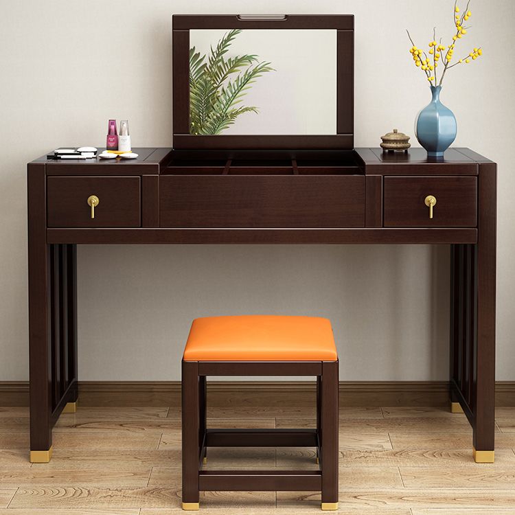 Traditions Rubberwood Vanity Set with Mirror 15.75"" Wide Brown Vanity