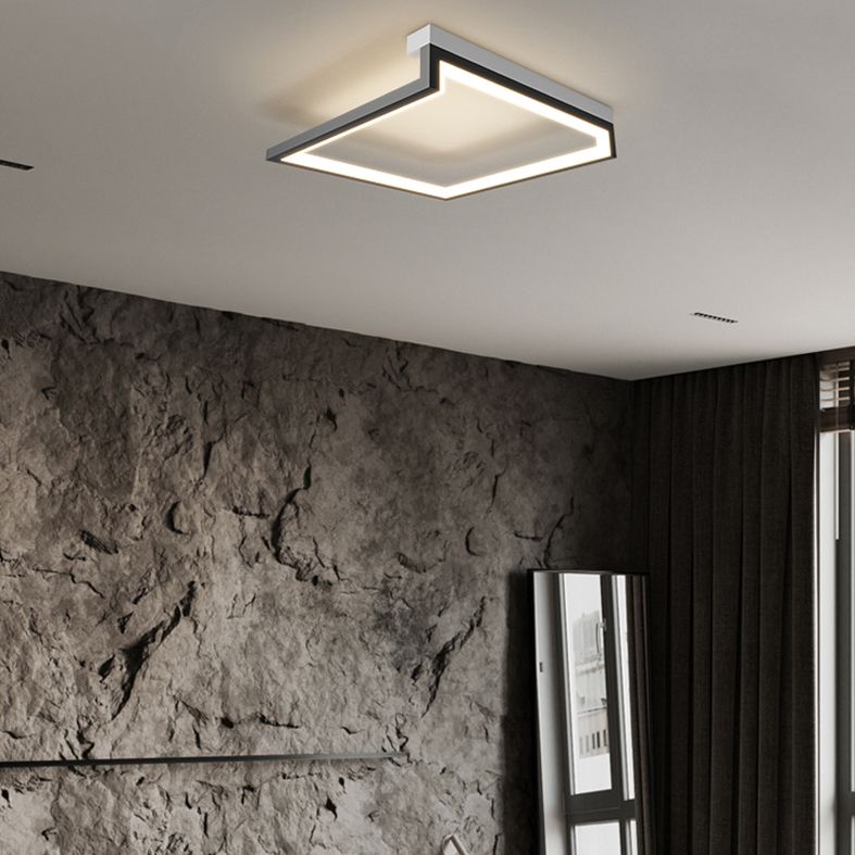 Black Minimalism LED Ceiling Square Light Square Cube Flush Mount Lamp for Bedroom